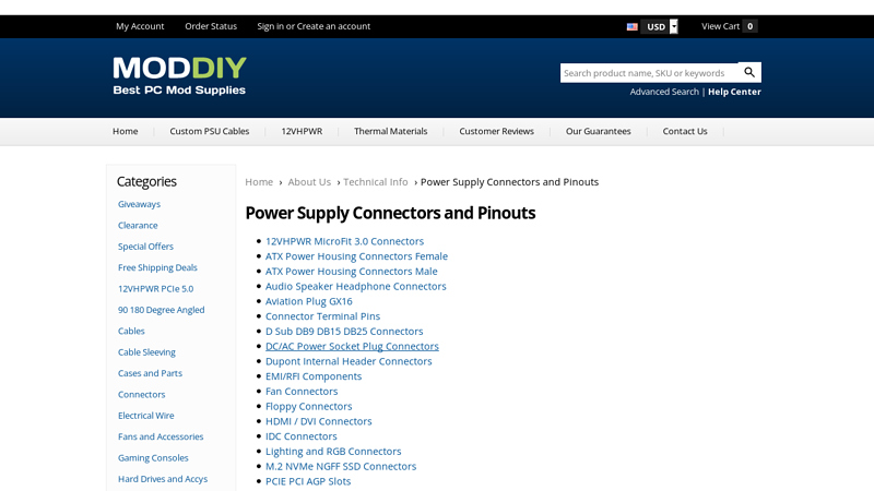 Power Supply Connectors and Pinouts