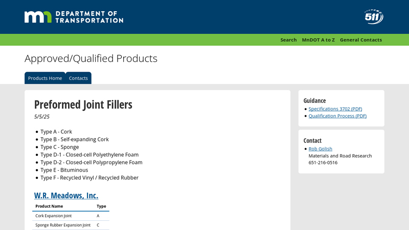 Preformed Joint Fillers