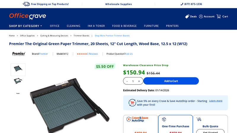 Premier The Original Green Paper Trimmer, 20 Sheets, Wood Base ...