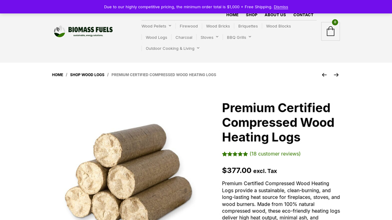 Premium Certified Compressed Wood Heating Logs