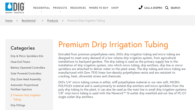 Premium Drip Irrigation Tubing - DIG Corp