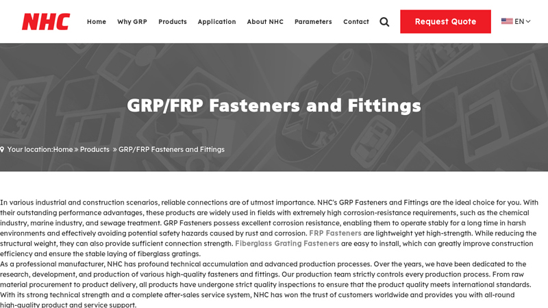 Premium FRP/GRP Fasteners and Fittings Supplier