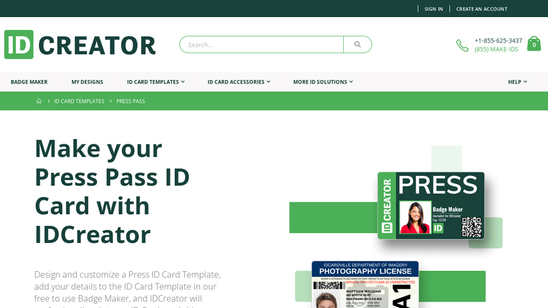 Press Pass & Press ID Card Templates & Badge Maker