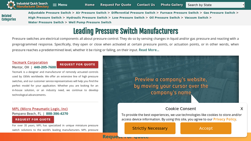 Pressure Switch Manufacturers