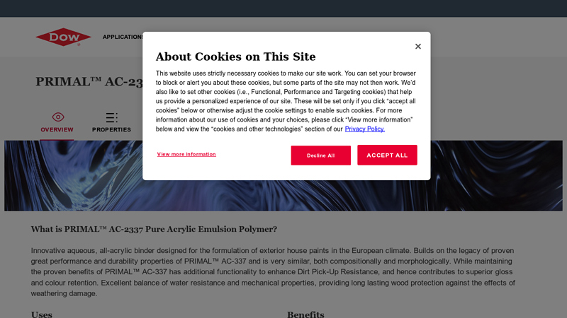 PRIMAL™ AC-2337 Pure Acrylic Emulsion Polymer