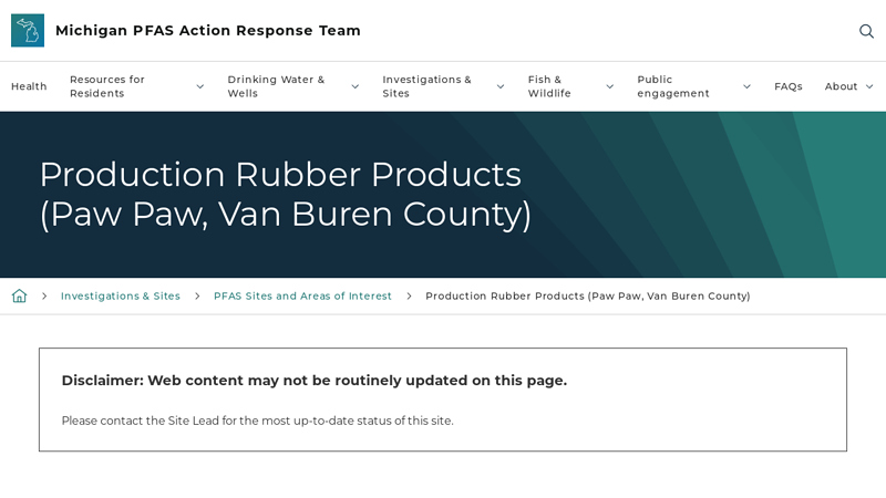 Production Rubber Products (Paw Paw, Van Buren County)
