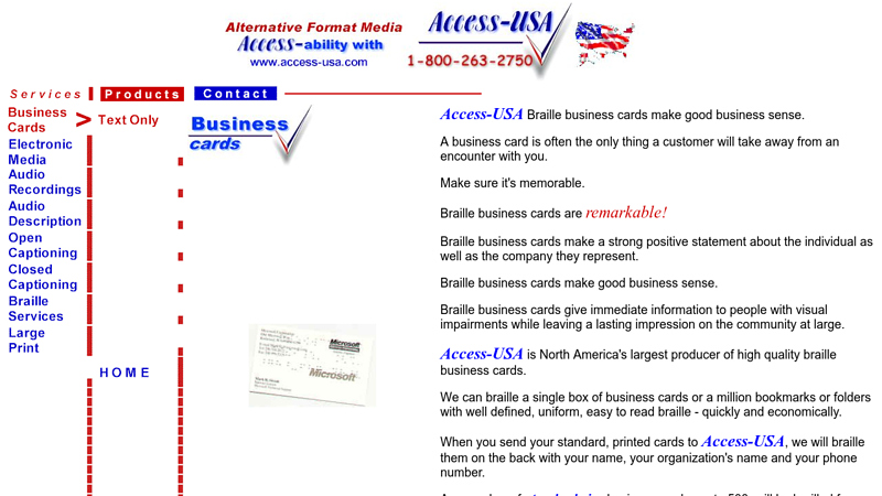 Professional Braille Business Cards provided by Access