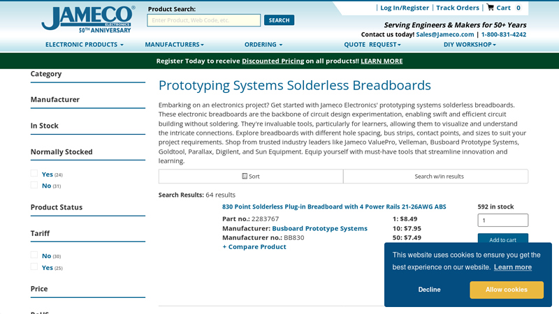 Prototyping Systems Solderless Breadboards