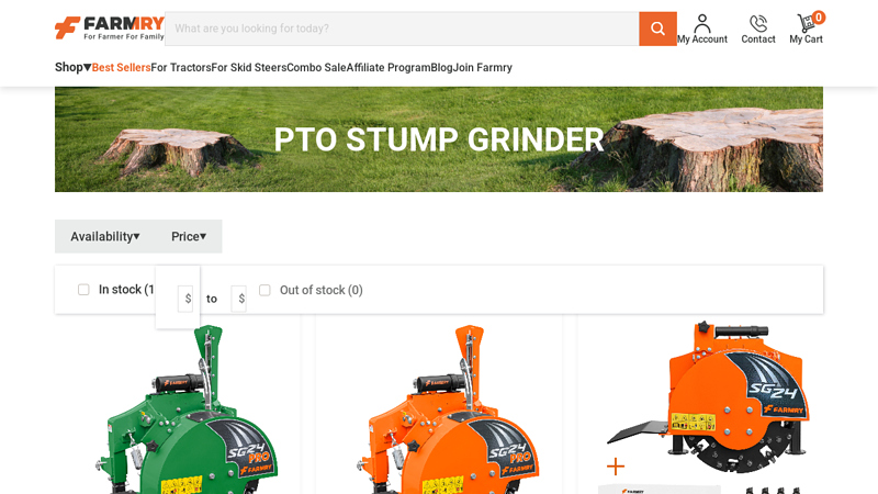PTO Stump Grinders for Compact Tractors - Heavy-Duty