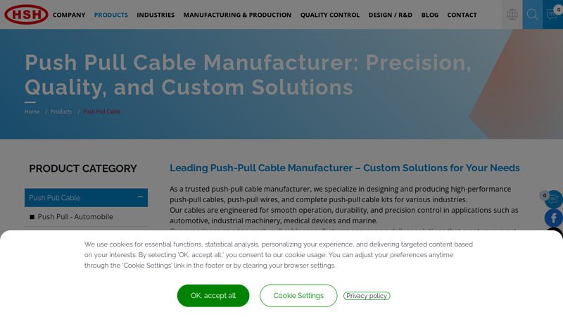 Push Pull Control Cables for Automotive, Marine & Industrial Uses