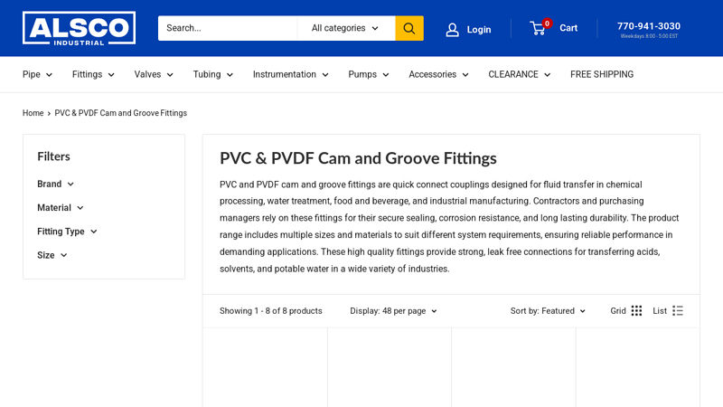 PVC & PVDF Cam and Groove Fittings