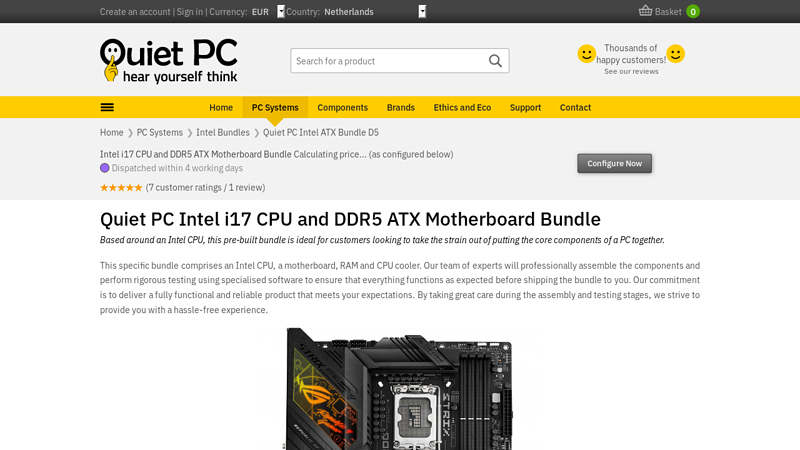 Quiet PC Intel i17 CPU and DDR5 ATX Motherboard Bundle