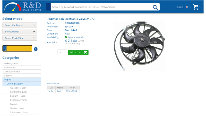 Radiator Fan Electronic Volvo 240, 3540091