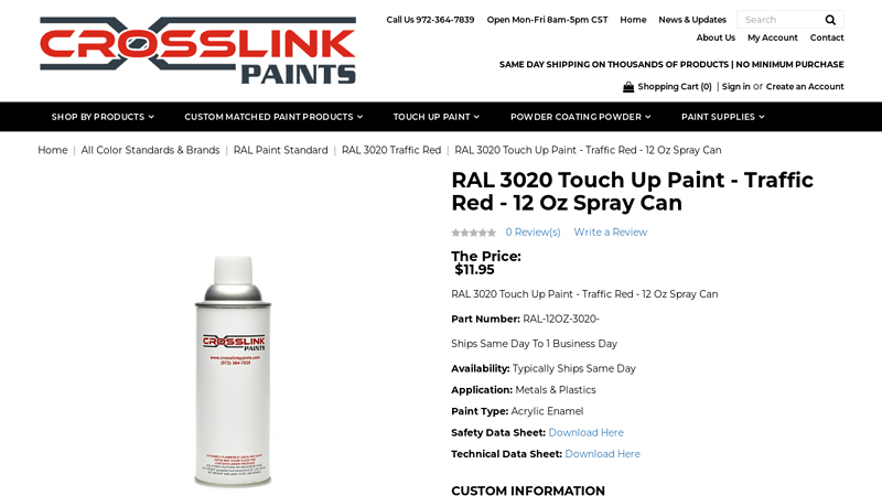 RAL 3020 Touch Up Paint