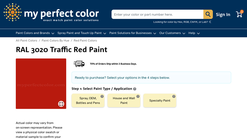 RAL 3020 Traffic Red Paint