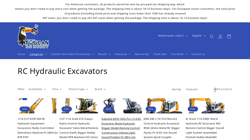 RC Hydraulic Excavators by Toucanhobby