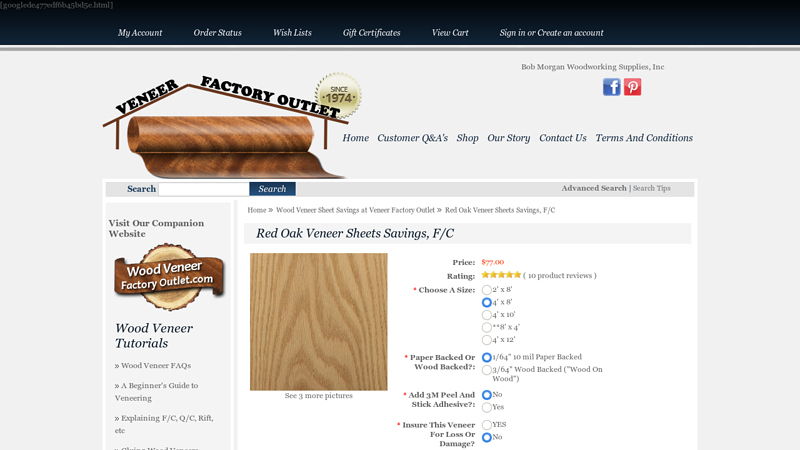 Red Oak Veneer Sheets Savings, F/C