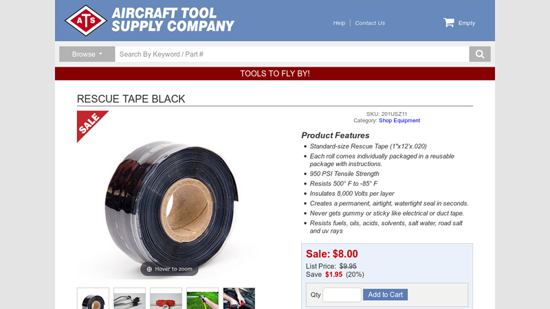 RESCUE TAPE BLACK from Aircraft Tool Supply