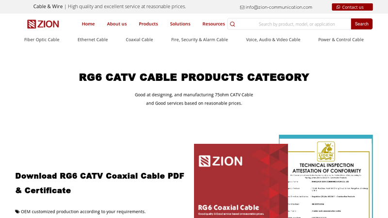 RG6 cable products Catalog