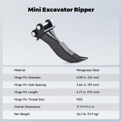 Ripper Attachment for Compact (Mini) Excavators