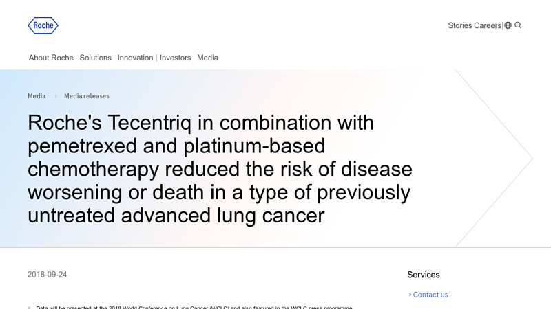 Roche's Tecentriq in combination with pemetrexed and platinum ...