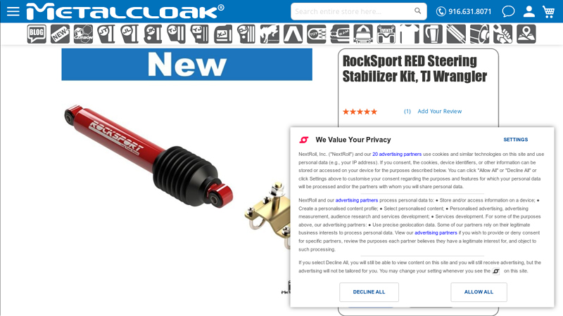 RockSport RED Steering Stabilizer Kit, TJ Wrangler