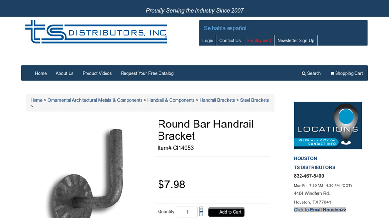 Round Bar Handrail Bracket