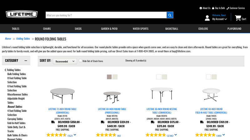Round Folding Table, Plastic & Banquet Tables