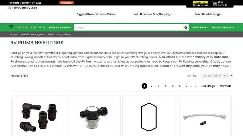RV Plumbing Fitting and Replacement Parts