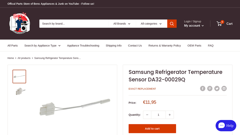 Samsung Refrigerator Temperature Sensor DA32