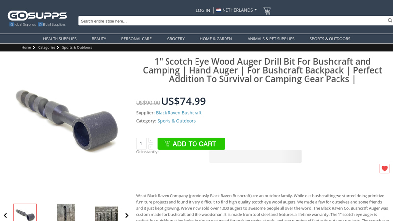 Scotch Eye Wood Auger Drill Bit for Bushcraft & Camping