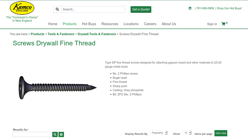 Screws Drywall Fine Thread