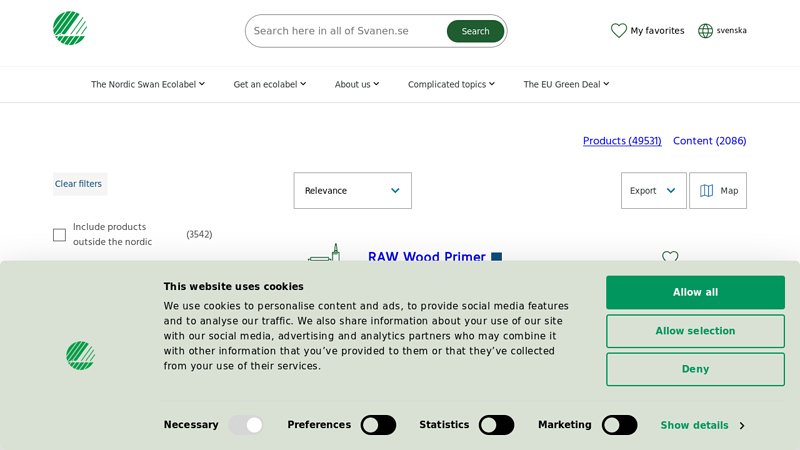 Search for Ecolabelled products and services