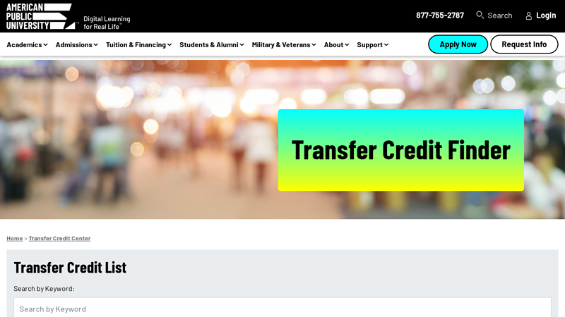 Search for Non-Traditional Transfer Credit