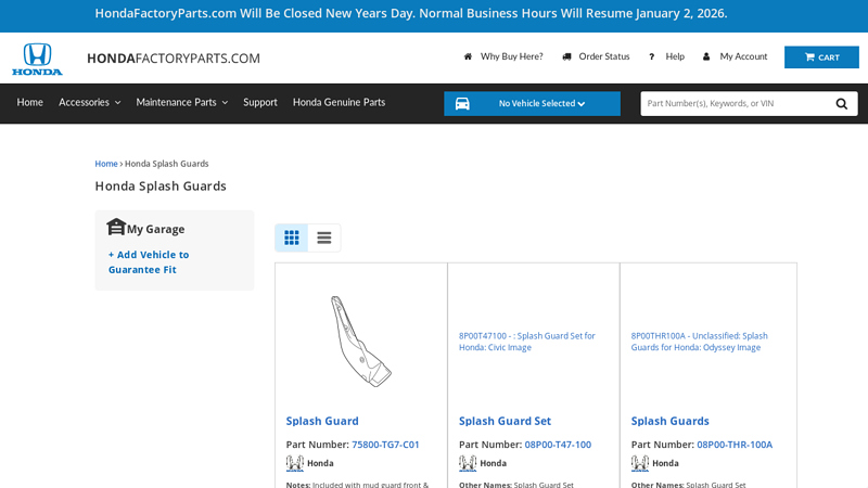 Shop OEM Honda® Splash Guards