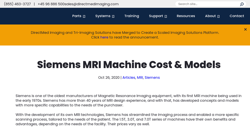 Siemens MRI Machine Cost & Models