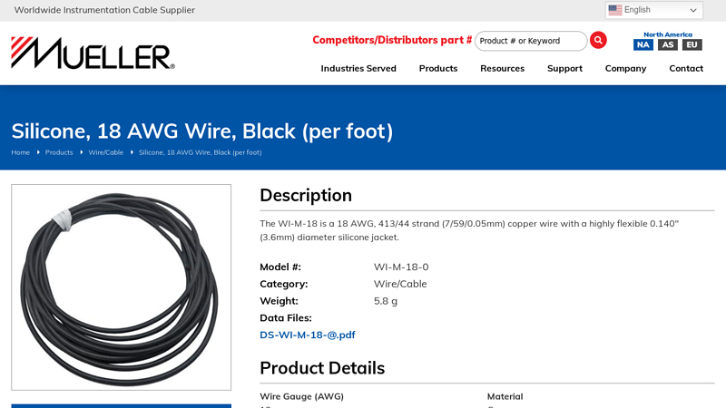 Silicone, 18 AWG Wire, Black (per foot)