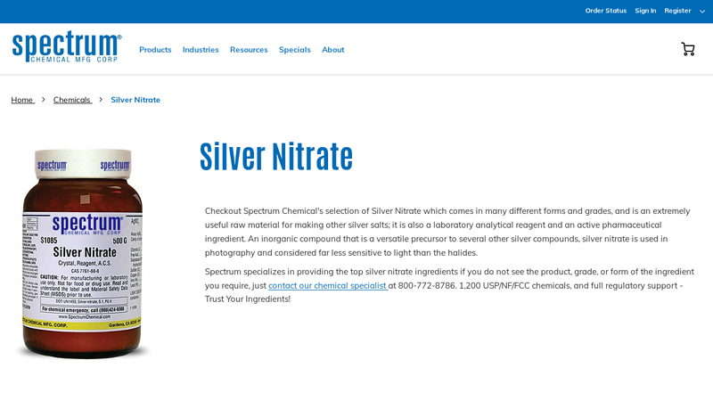 Silver Nitrate ACS USP and Technical Grades