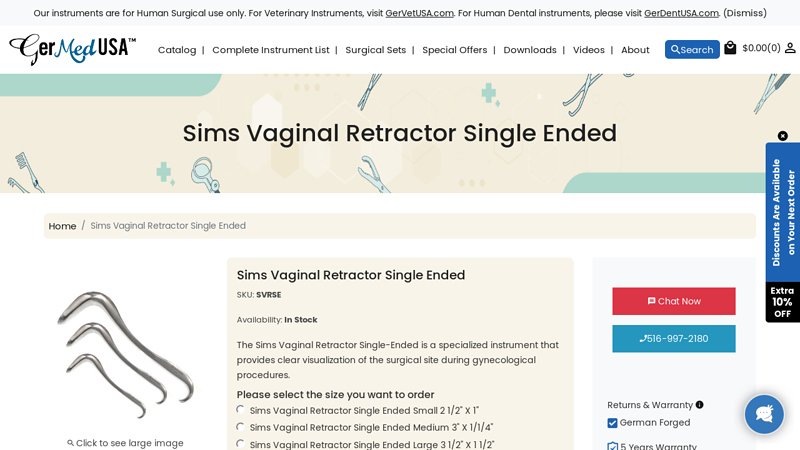 Sims Vaginal Retractor Single-Ended