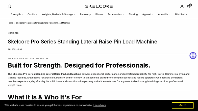 Skelcore Pro Series Standing Lateral Raise Pin Load Machine