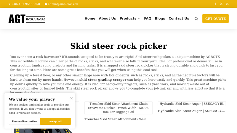 Skid steer rock picker Manufacturer & Supplier in China