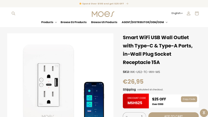 Smart Outlet With USB C Ports