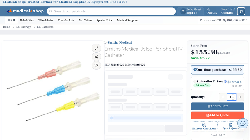 Smiths Medical Jelco Peripheral IV Catheter