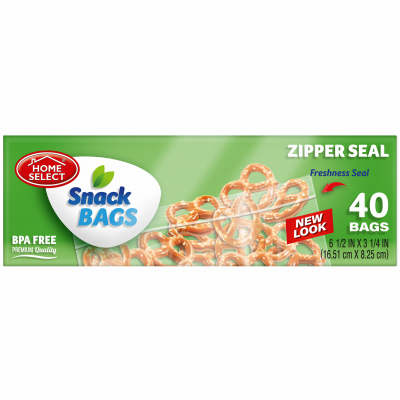 Snack Bags, Zipper Seal, 6.5 x 3.25