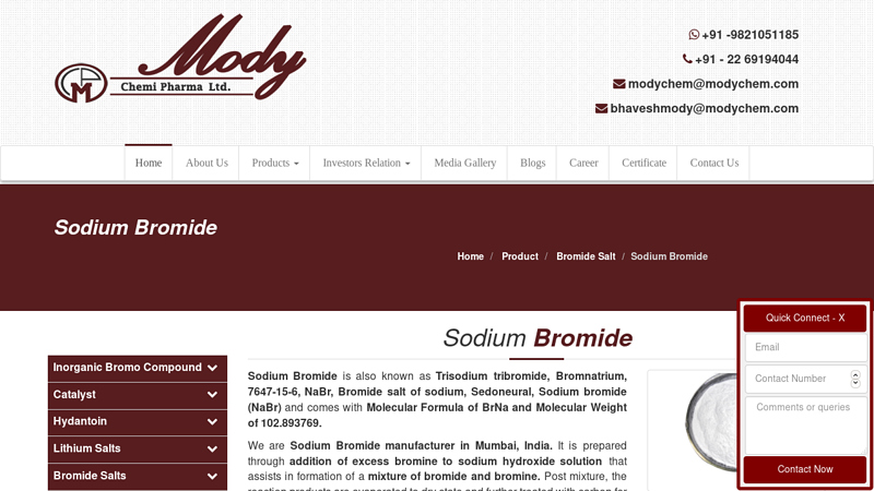 Sodium Bromide Manufacturer Mumbai, India