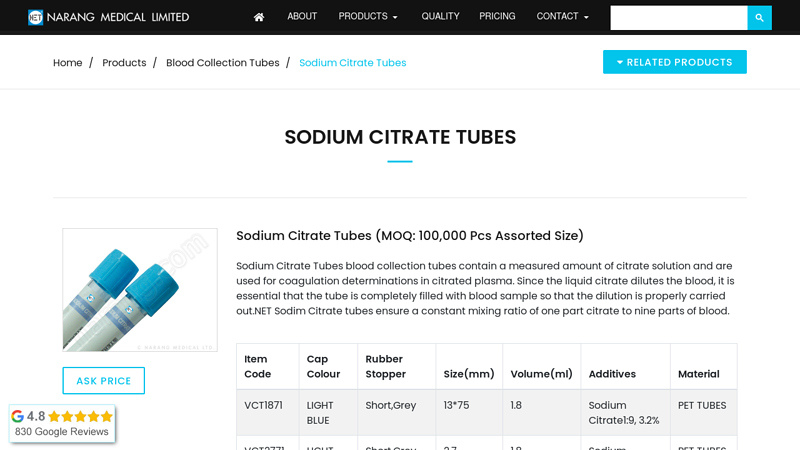 Sodium Citrate Tubes
