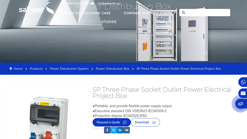 SP Three Phase Socket Outlet Power Electrical Project Box
