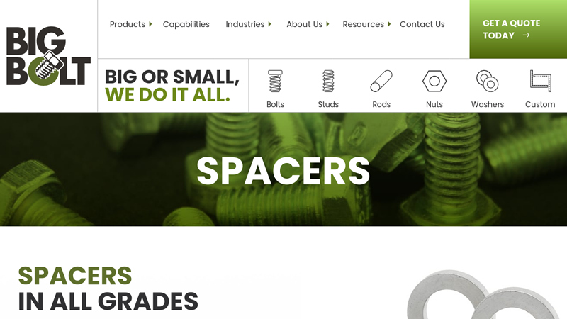 Spacers for Industrial Bolts, Screws, and Fasteners