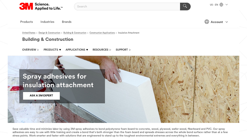 Spray adhesives for insulation attachment