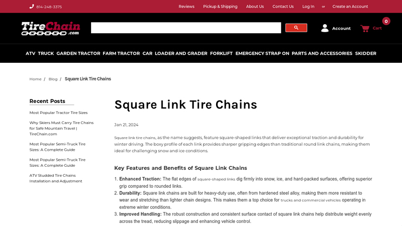 Square Link Tire Chains